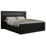 Łóżko kontynentalne GOLD 9 200x200 - Soft 11 - czarna ekoskóra - OUTLET