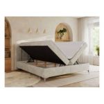 Łóżko kontynentalne DRINEA 140x200 - H3 - jasnobeżowy, welur