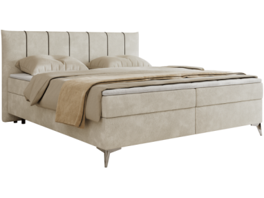 Łóżko kontynentalne DRINEA 160x200 - H3 - jasnobeżowy, welur