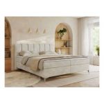 Łóżko kontynentalne DRINEA 180x200 - H3 - jasnobeżowy, welur