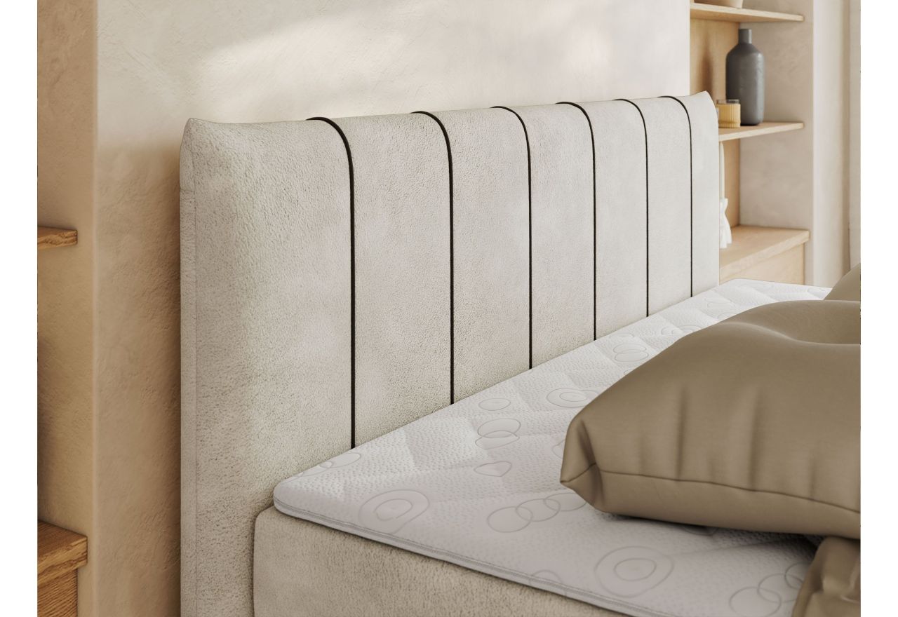 Łóżko kontynentalne DRINEA 140x200 - H4 - jasnobeżowy, welur