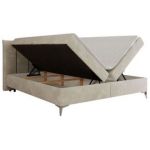 Łóżko kontynentalne DRINEA 180x200 - H4 - jasnobeżowy, welur