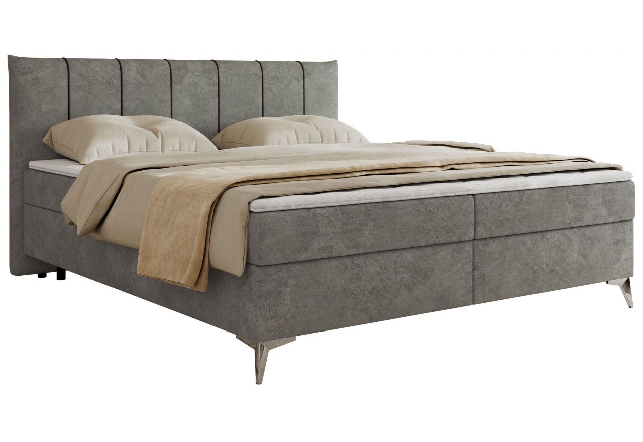 Łóżko kontynentalne DRINEA 140x200 - H3 - szary, welur