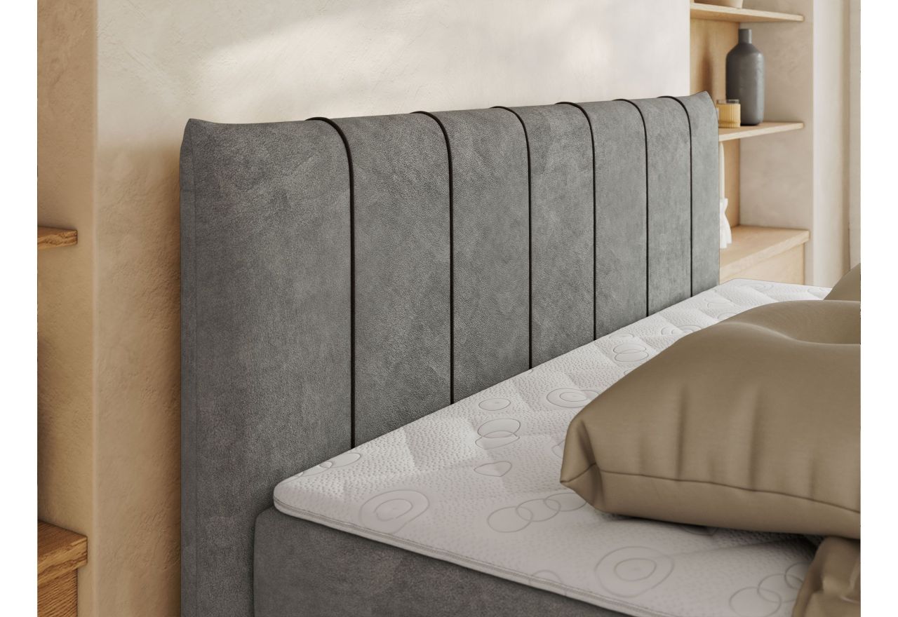 Łóżko kontynentalne DRINEA 160x200 - H3 - szary, welur