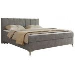 Łóżko kontynentalne DRINEA 160x200 - H3 - szary, welur