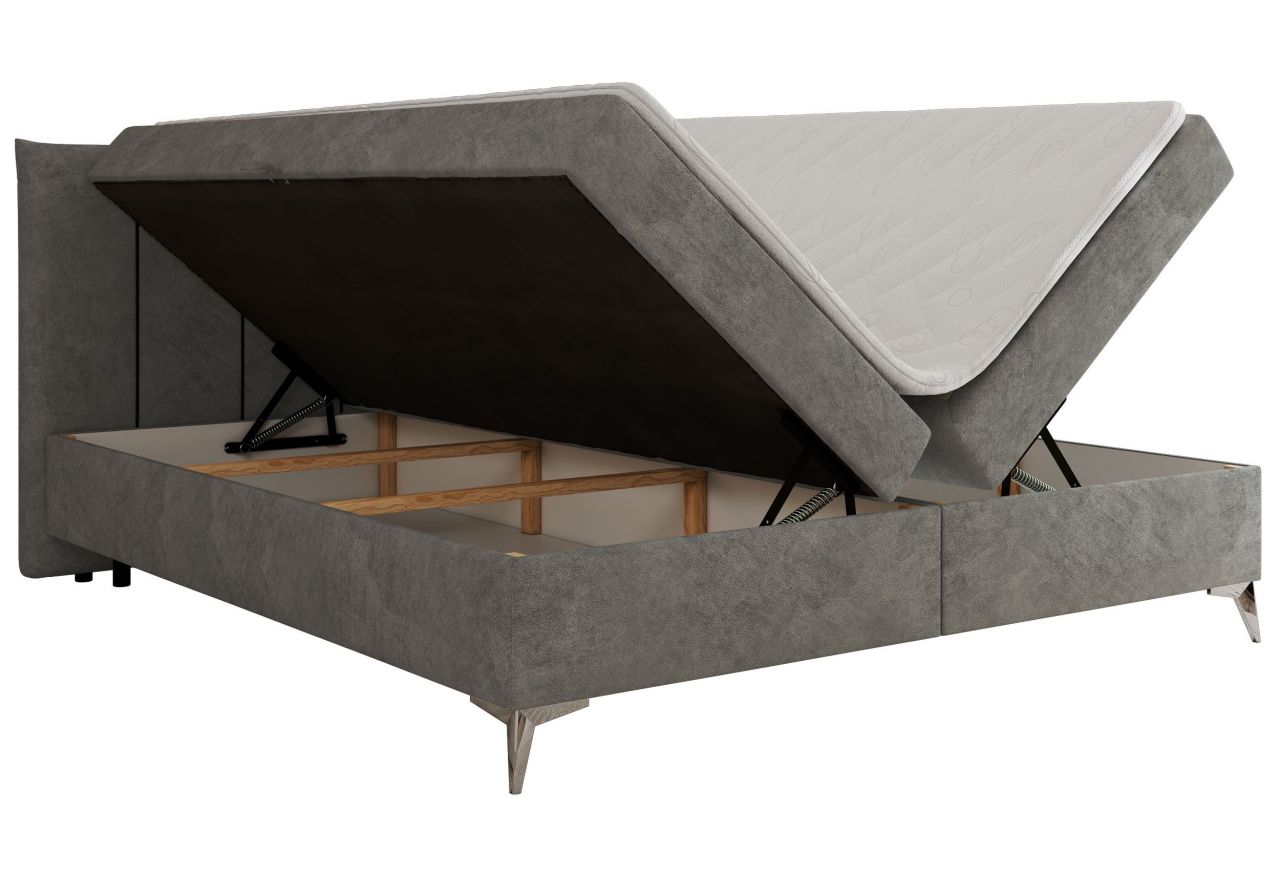 Łóżko kontynentalne DRINEA 160x200 - H3 - szary, welur