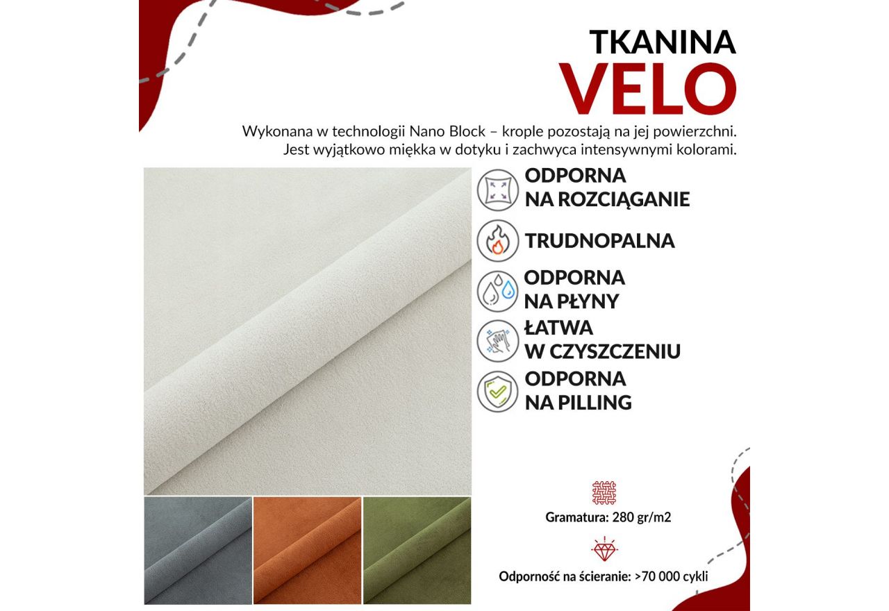 Łóżko kontynentalne DRINEA 180x200 - H3 - szary, welur