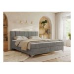 Łóżko kontynentalne DRINEA 180x200 - H4 - szary, welur