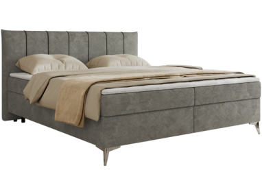 Łóżko kontynentalne DRINEA 180x200 - H4 - szary, welur