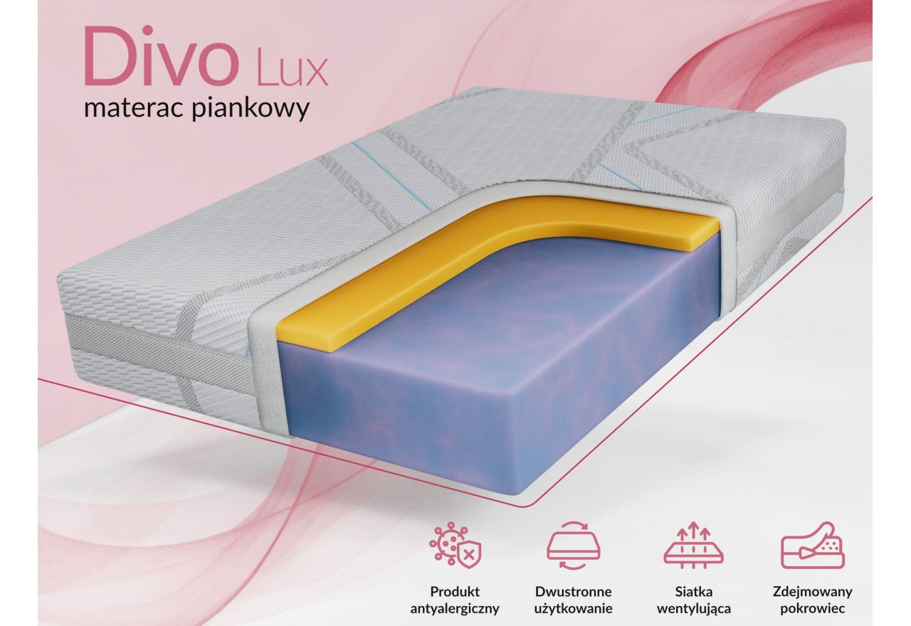 Materac piankowy DIVO 200x200 cm - H2 - pokrowiec LUX