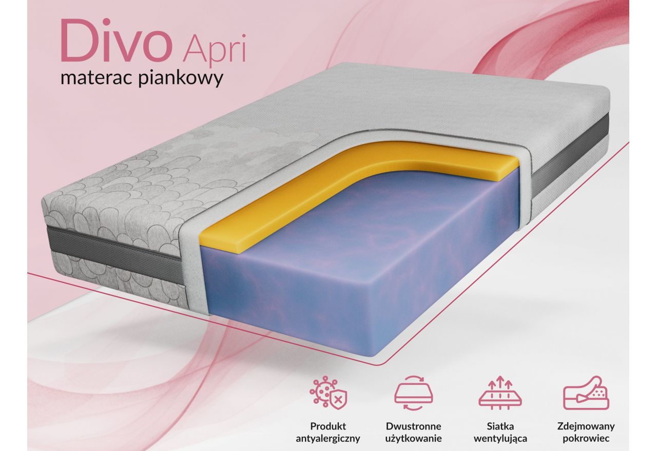 Materac piankowy DIVO 120x200 cm - H2 - pokrowiec APRI