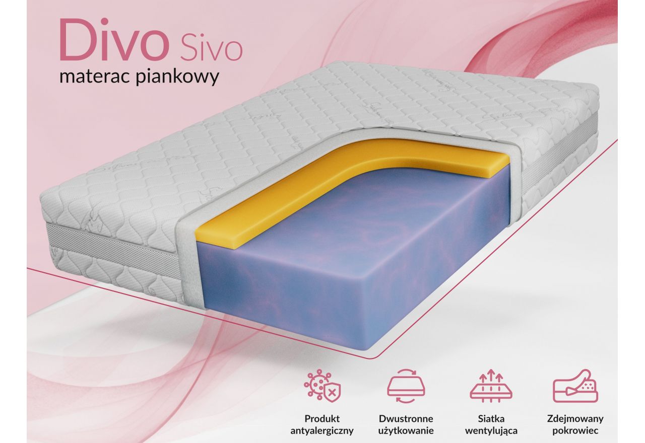 Materac piankowy DIVO 160x200 cm - H2 - pokrowiec SIVO