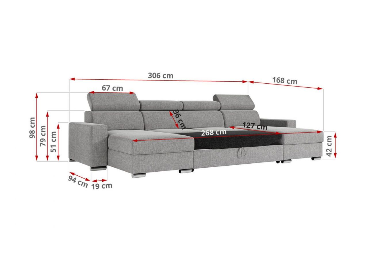 Narożnik FOX U - Matana 01 - jasny szary - OUTLET