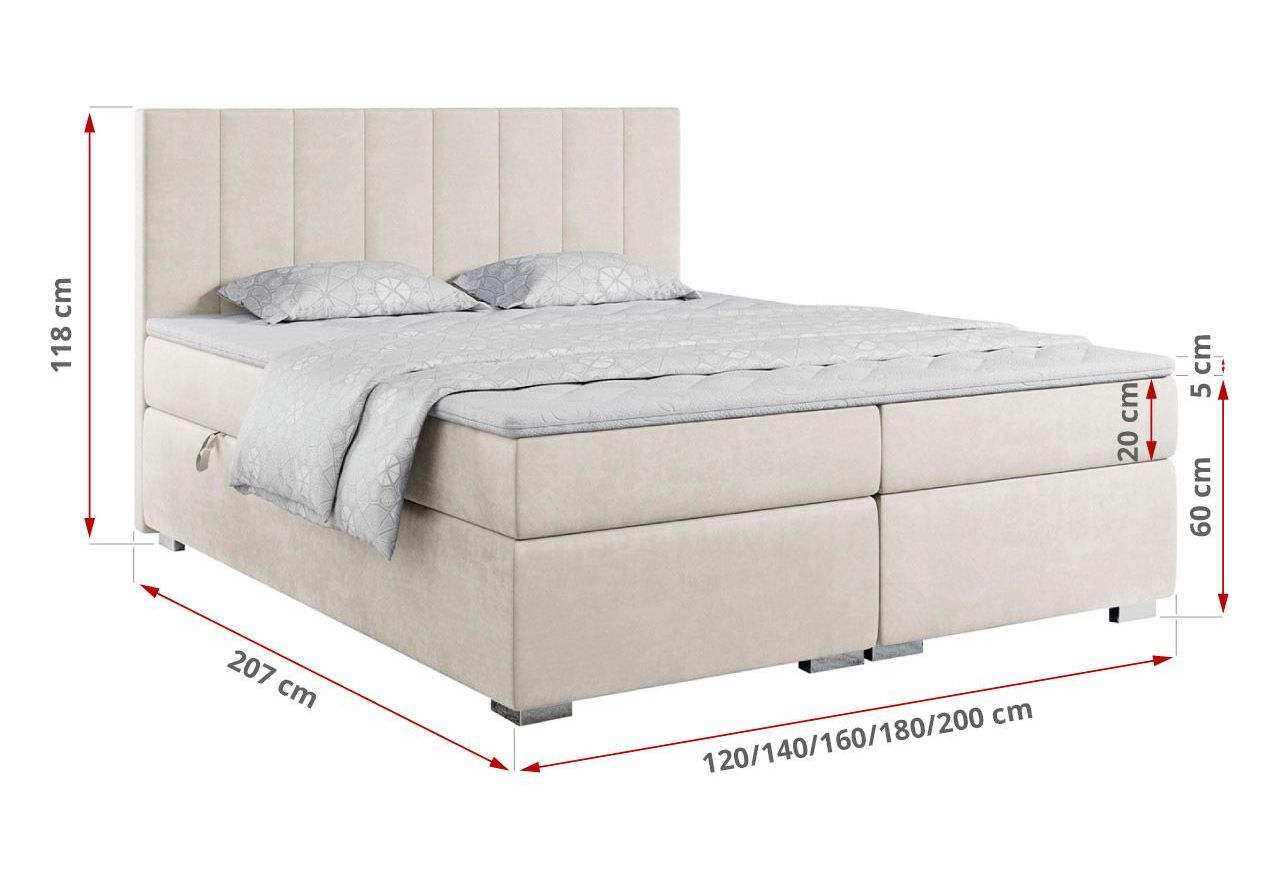 Łóżko kontynentalne ALLY 200x200 - Monolith 02 - beżowy - OUTLET