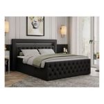 Łóżko kontynentalne GOLD 9 200x200 - Soft 11 - czarna ekoskóra - OUTLET