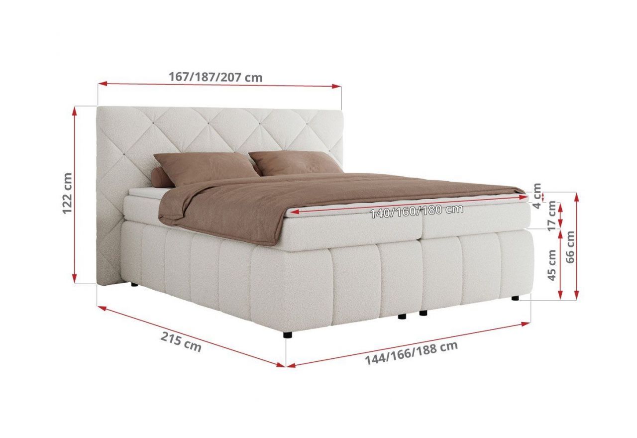 Łóżko kontynentalne RITA 180x200 - Now or Never 01 - biały - OUTLETU