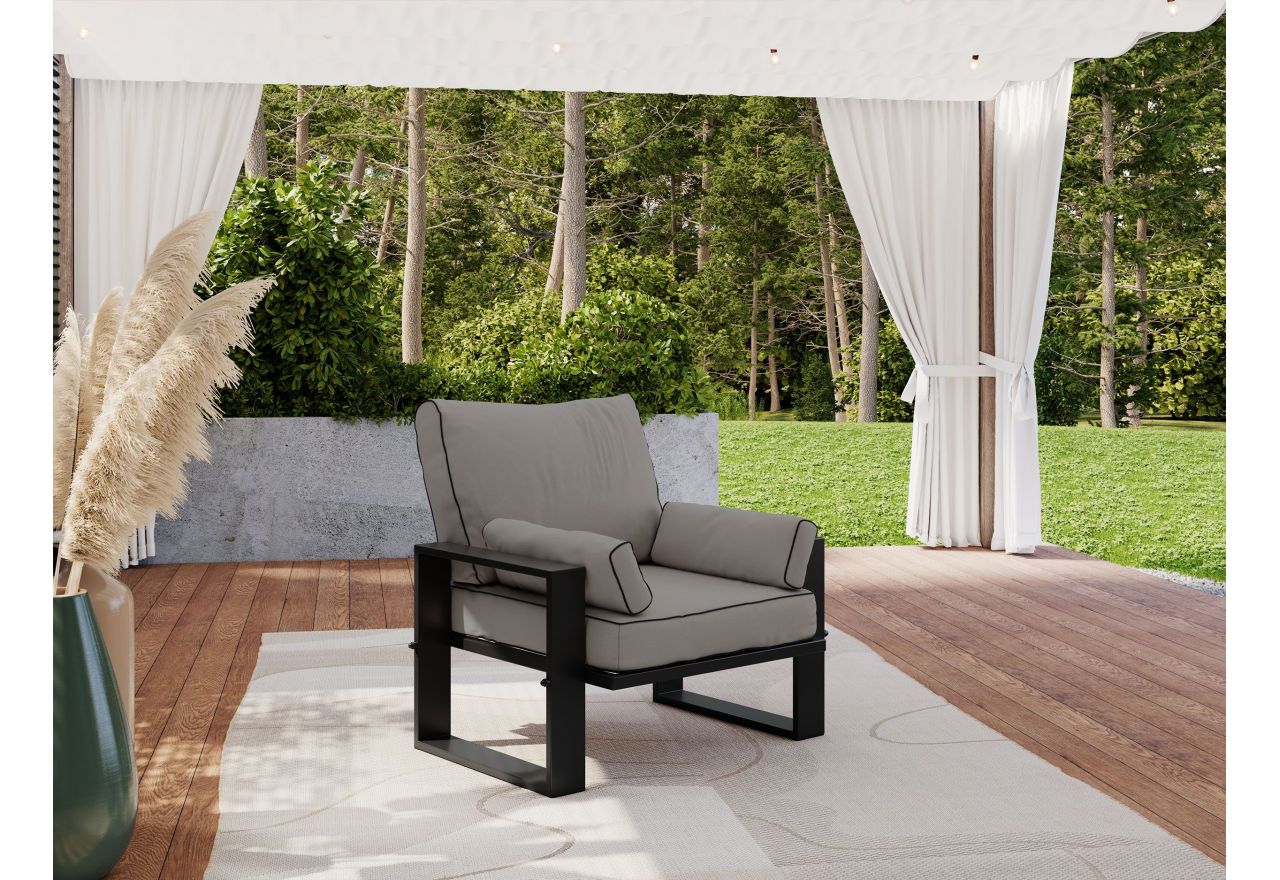 Metalowy fotel ogrodowy ELBA S1 - szary - OUTLETU