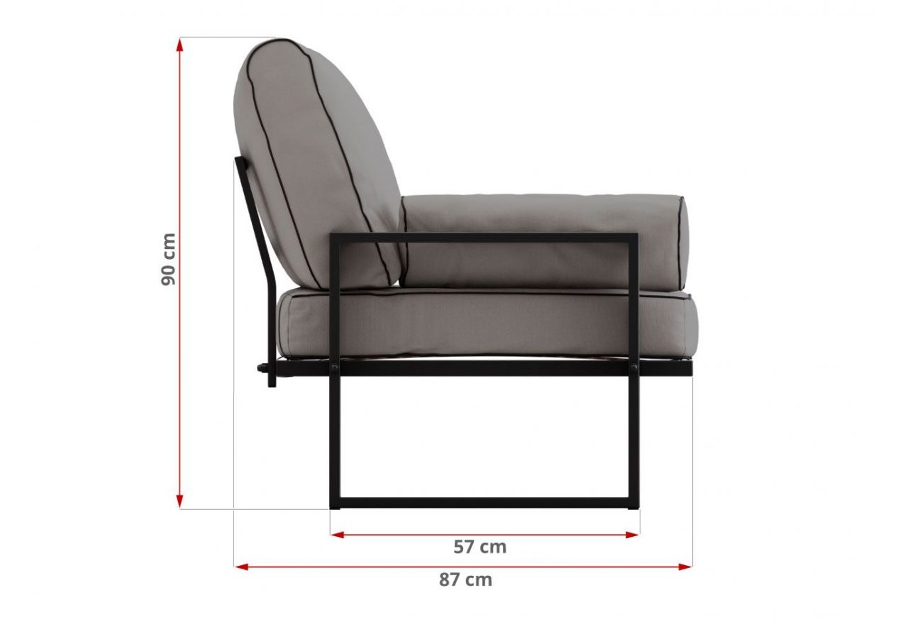 Metalowy fotel ogrodowy ELBA S1 - szary - OUTLETU