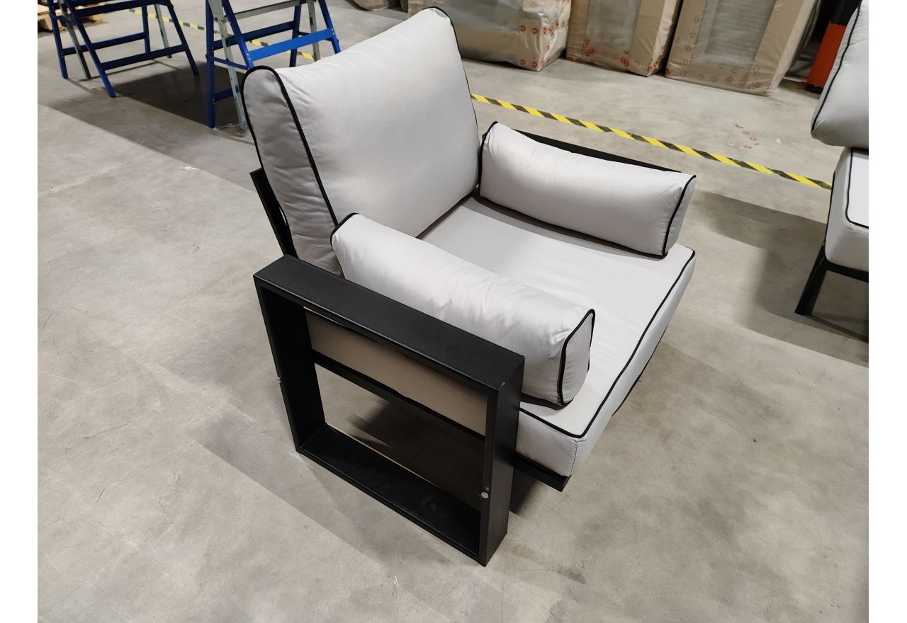 Metalowy fotel ogrodowy ELBA S1 - szary - OUTLETU