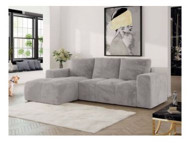 Narożnik MONIVA L - strona lewa - jasnoszary, plusz