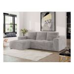 Narożnik MONIVA L - strona lewa - jasnoszary, plusz