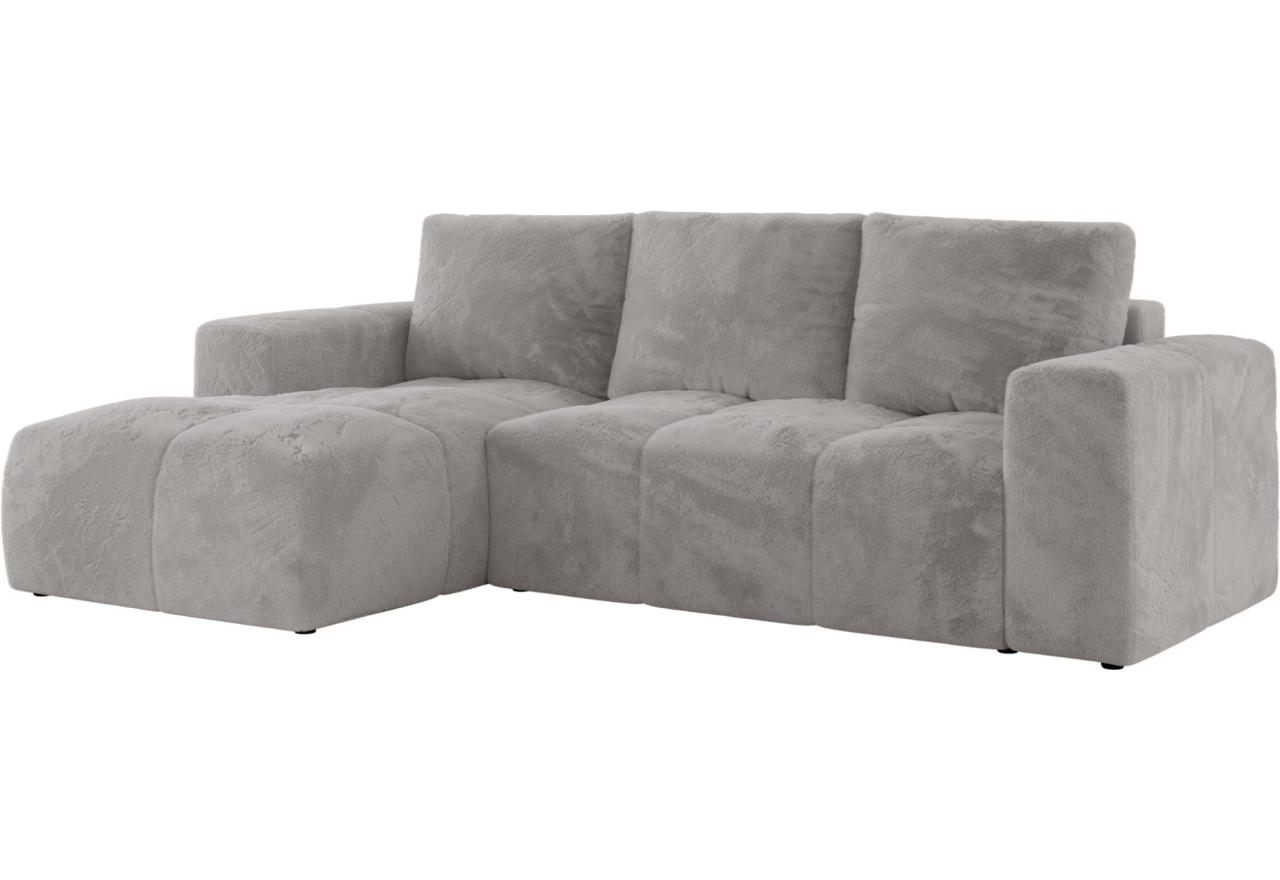 Narożnik MONIVA L - strona lewa - jasnoszary, plusz