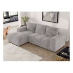 Narożnik MONIVA L - strona lewa - jasnoszary, plusz