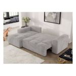 Narożnik MONIVA L - strona lewa - jasnoszary, plusz