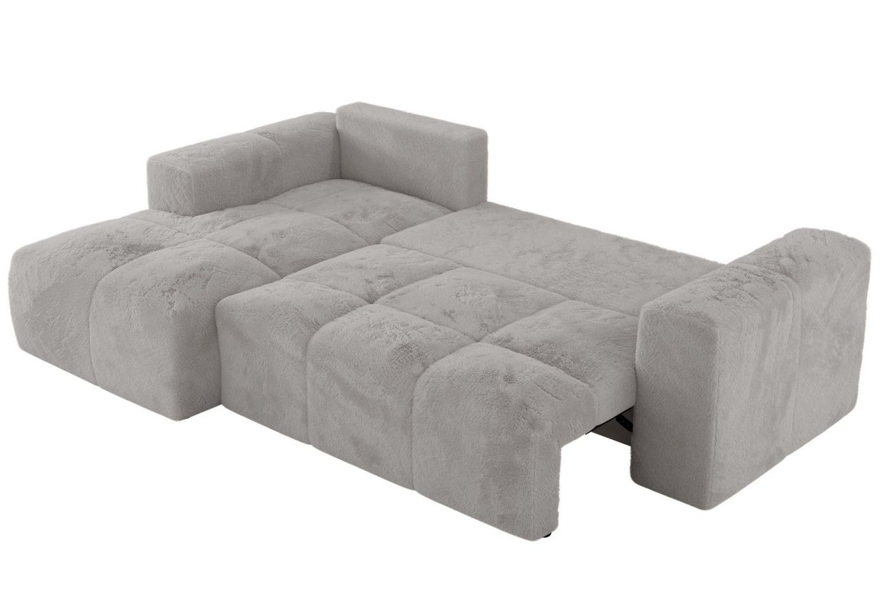 Narożnik MONIVA L - strona lewa - jasnoszary, plusz