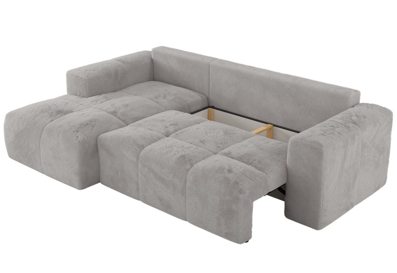 Narożnik MONIVA L - strona lewa - jasnoszary, plusz