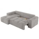 Narożnik MONIVA L - strona lewa - jasnoszary, plusz