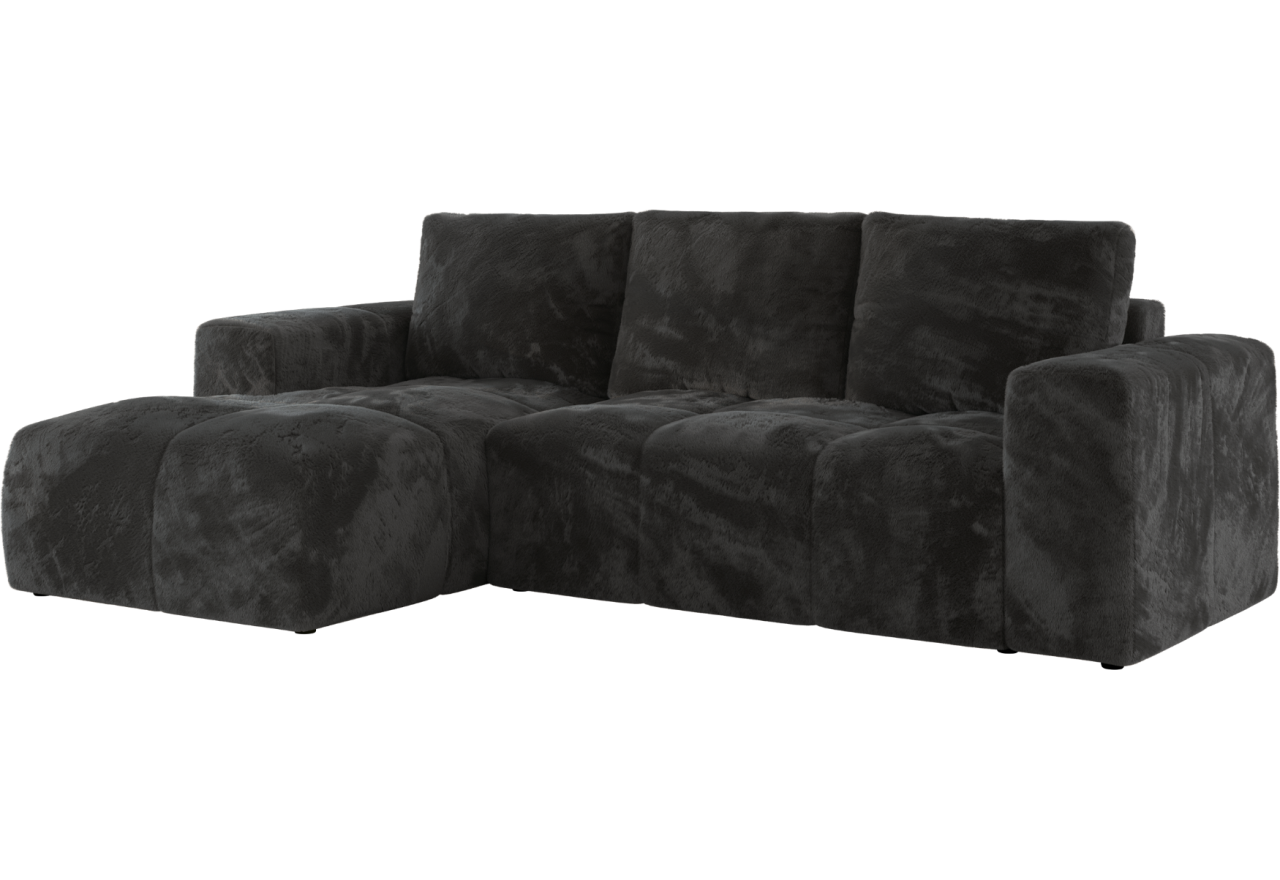 Narożnik MONIVA L - strona lewa - ciemnoszary, plusz