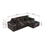 Narożnik MONIVA L - strona lewa - ciemnoszary, plusz