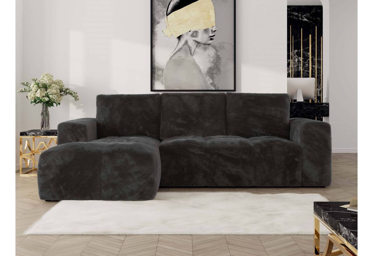 Narożnik MONIVA L - strona lewa - ciemnoszary, plusz