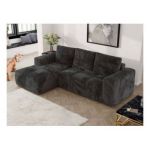 Narożnik MONIVA L - strona lewa - ciemnoszary, plusz