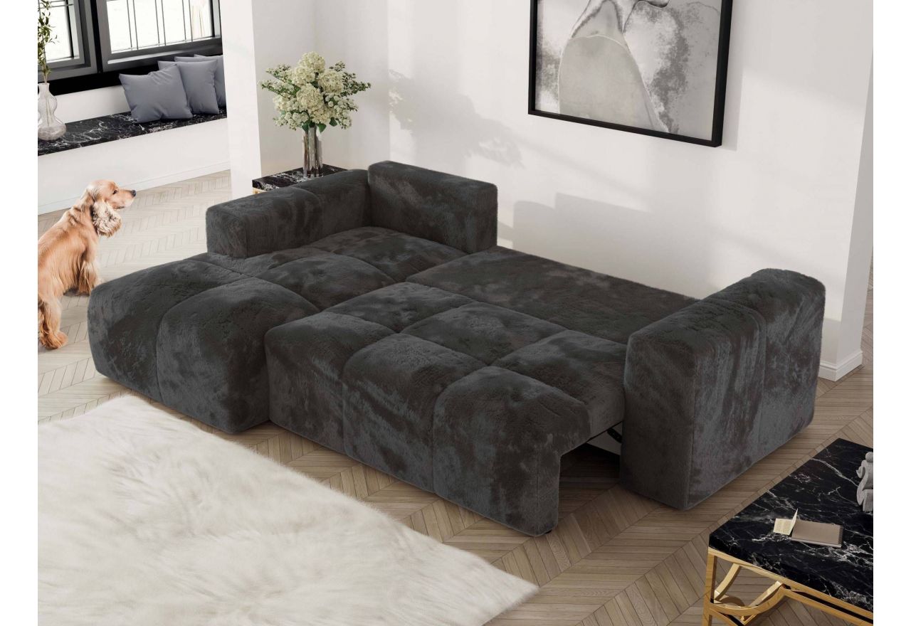 Narożnik MONIVA L - strona lewa - ciemnoszary, plusz