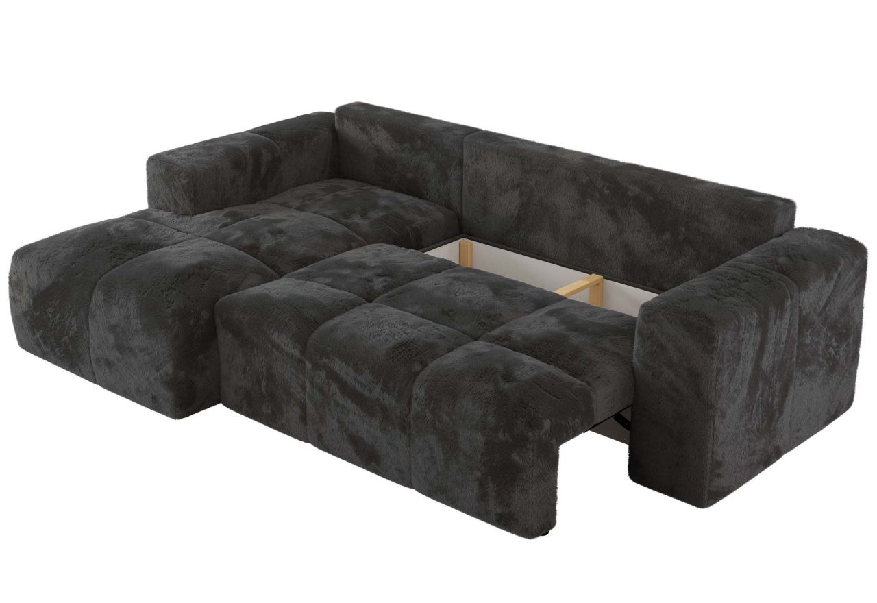 Narożnik MONIVA L - strona lewa - ciemnoszary, plusz