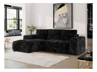 Narożnik MONIVA L - strona lewa - czarny, plusz