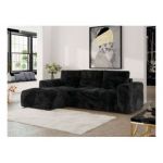 Narożnik MONIVA L - strona lewa - czarny, plusz