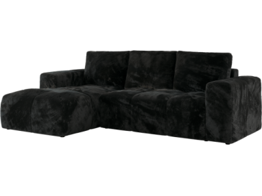 Narożnik MONIVA L - strona lewa - czarny, plusz