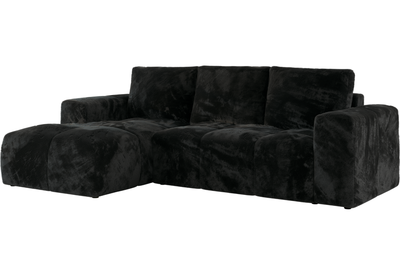 Narożnik MONIVA L - strona lewa - czarny, plusz