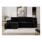 Narożnik MONIVA L - strona lewa - czarny, plusz