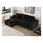 Narożnik MONIVA L - strona lewa - czarny, plusz