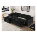 Narożnik MONIVA L - strona lewa - czarny, plusz