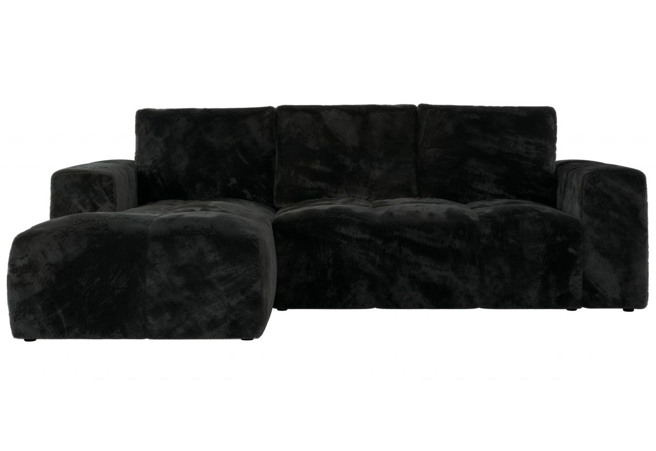 Narożnik MONIVA L - strona lewa - czarny, plusz