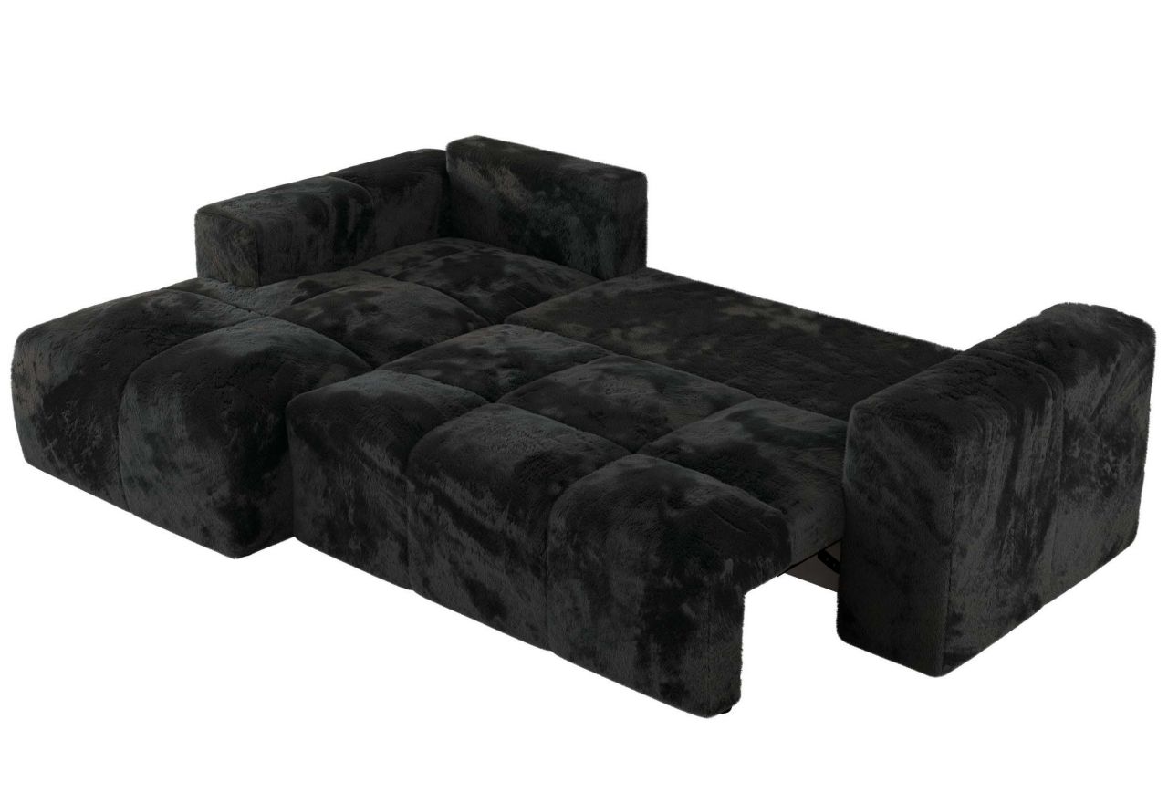 Narożnik MONIVA L - strona lewa - czarny, plusz