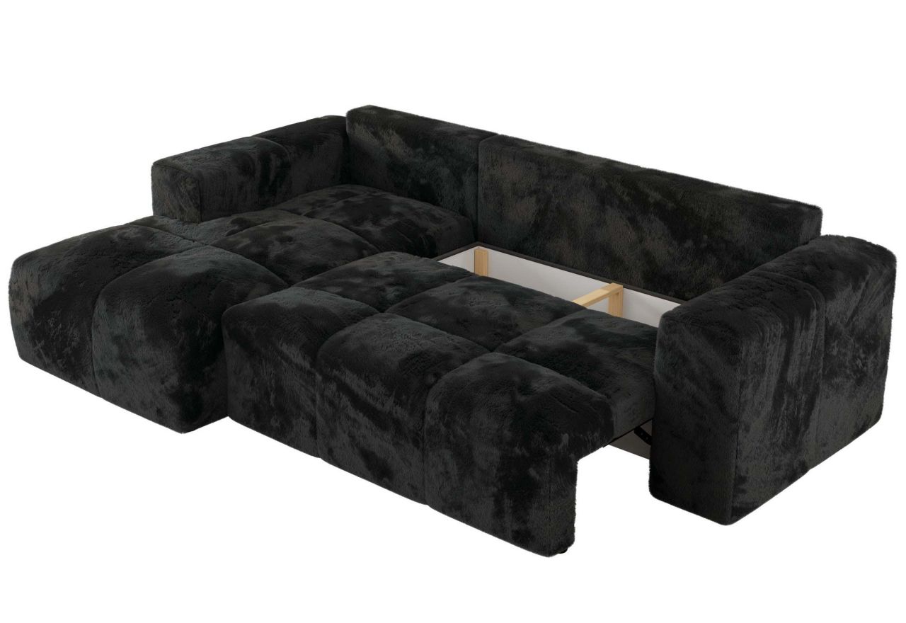 Narożnik MONIVA L - strona lewa - czarny, plusz