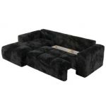 Narożnik MONIVA L - strona lewa - czarny, plusz