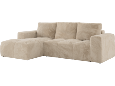 Narożnik MONIVA L - strona lewa - kremowy, plusz