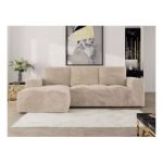 Narożnik MONIVA L - strona lewa - kremowy, plusz